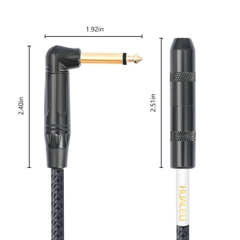 HUALEU كابل 6FT 6.35mm زاوية يمين TS ذكر إلى 6.35mm 1/4 بوصة TS أنثى، موصل 6.35mm 1/4 مونو ذكر إلى أنثى لجيتار القابس السفلي/جيتار على شكل V/جيتار بمقبس أمامي - 1 عبوة - Image 4